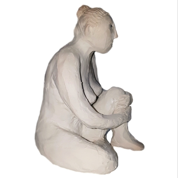 Seated Female Nude Clay Sculpture - Picture 1 of 8